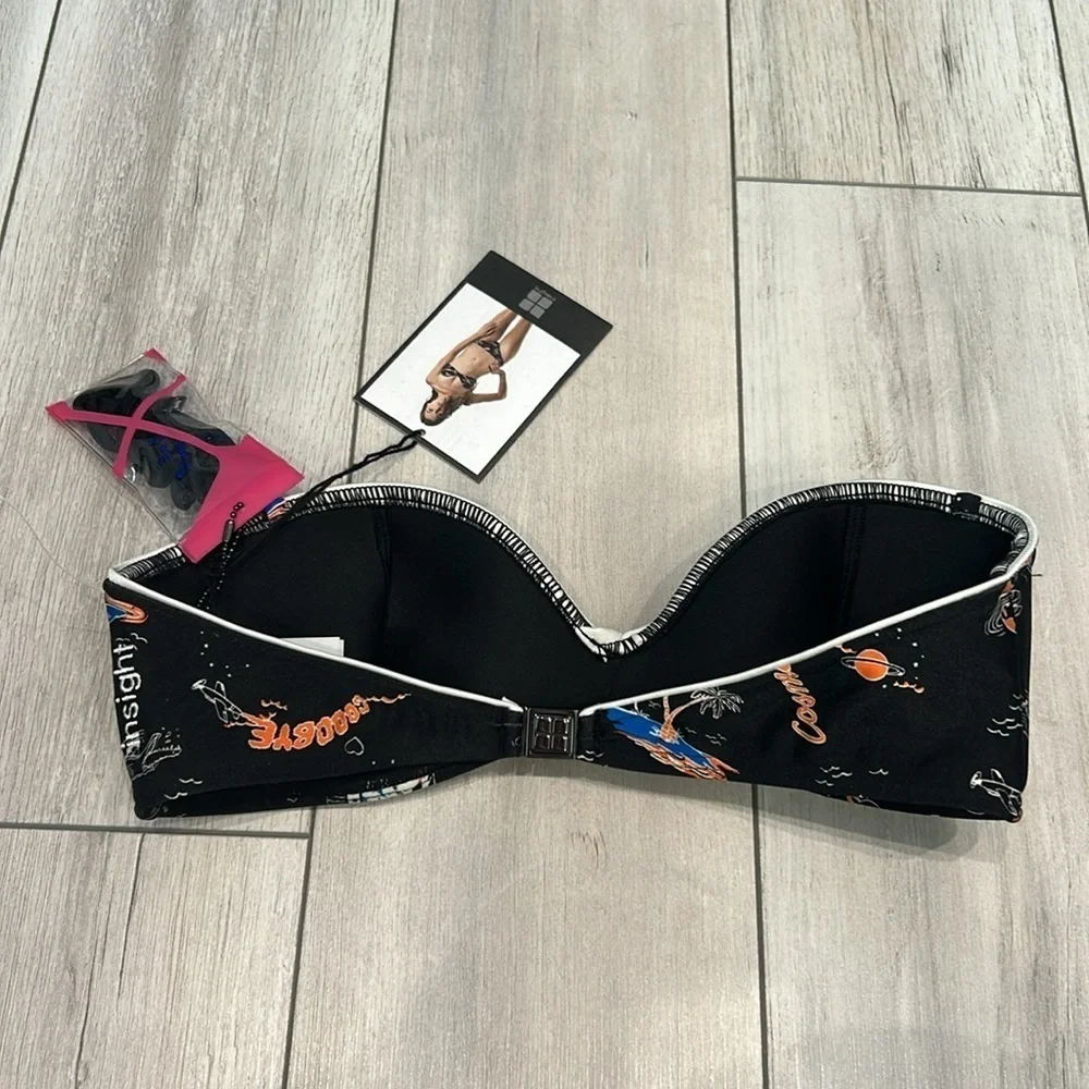 Insight Apocolypso Shima Black bandeau swim bikini top size 6